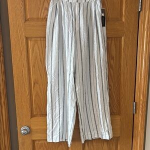 NWT Central Park Wesr Striped Wide-Leg Pants linen Medium